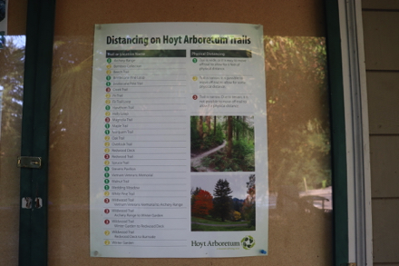 Poster at visitor center – shows trail widths – Redwood Trail is narrow – difficult to pass people